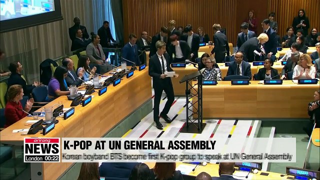 Korean boyband BTS become first K-pop group to speak at UN General Assembly