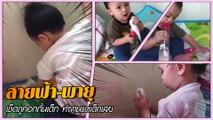 สายฟ้า-พายุ เช็ดถูคอกกั้นเด็ก ทำงานแต่เด็กเลย