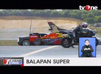 Adu Cepat Pesawat Jet F-16 vs Mobil F-1 vs Superbike