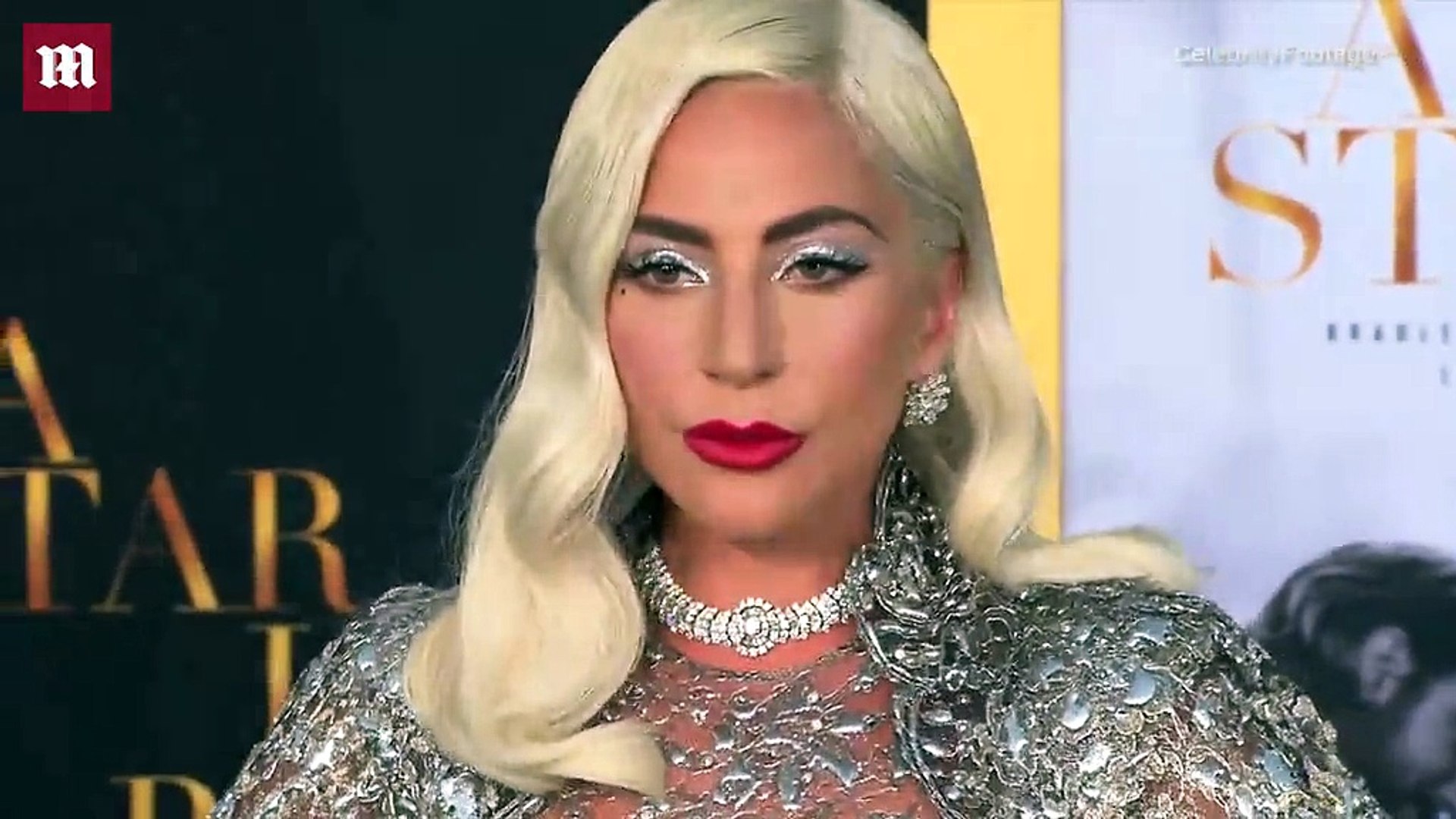⁣Lady Gaga twinkles in silver dress at 'A Star Is Born' premiere