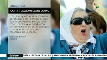Hebe de Bonafini envía carta a la Asamblea de la ONU contra Macri