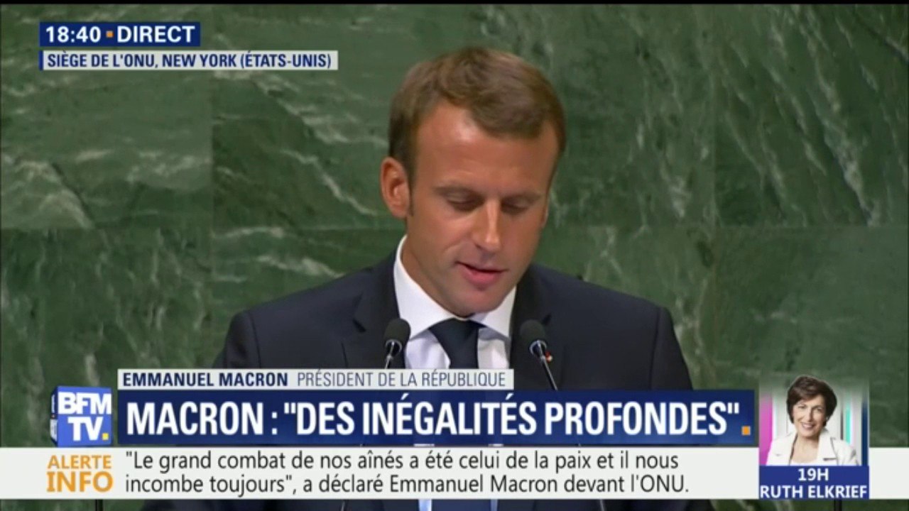 "L'aide publique au développement de la France sera augmentée d'un 1 milliard d'euros dès 2019" déclare Emmanuel Macron devant l'ONU