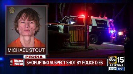 Suspect shot by Peoria police Monday night dies