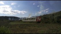 Report TV - Lushnje. zjarr te kodra me ullishte në Lushnje, favorizohet nga era