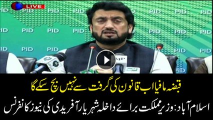 The occupation mafia will no longer be able to escape from the grip of the law: Shehryar Afridi
