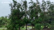 Typhoon Trami hits Okinawa, Japan