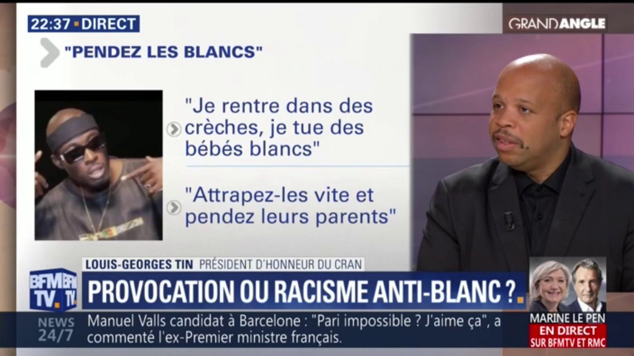 Clip raciste: "Il y a là des propos racistes anti-blancs c'est incontestable, mais la discrimination anti-blanc n'existe pas" estime Louis-Georges Tin, président d'honneur du CRAN