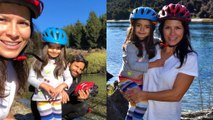 Alessandra Rosaldo, Eugenio Derbez y su hija Aitana de paseo en bici por Nueva Zelanda