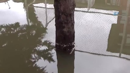 Sağanak Yağmur Sonrası Okula Tahta Üzerinde Girebildiler