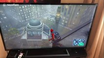New Yorker startled to find Spiderman game scene outside his apartment window