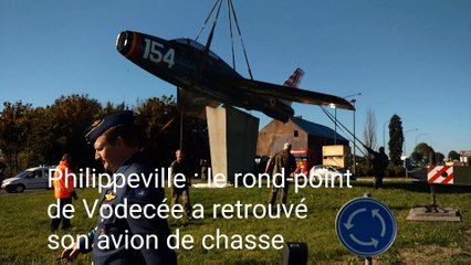 Philippeville: le rond-point de Vodecée a retrouvé son avion de chasse