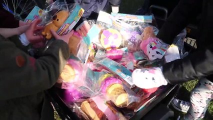 100 SQUISHY TOYS!! Presents For My Fans - Power Wheels Ride On Car