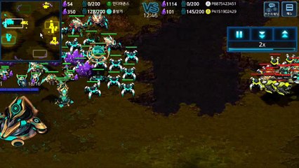 모바일 스타크래프트 미친방어력 프 1 vs 프 2   스타커맨더  starcraft clone Real Time Strategy.