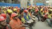 Chilean construction workers relieve stress with percussion