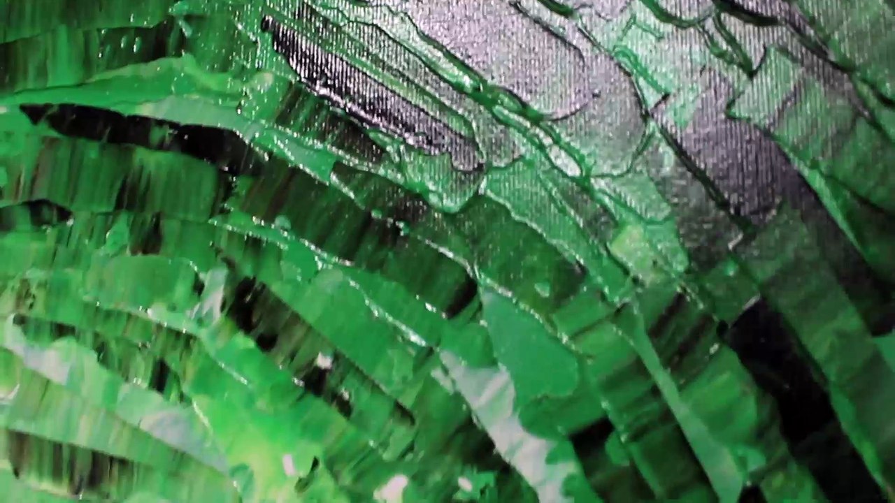 Peinture acrylique contemporaine : Éclat luminescent verdoyant.