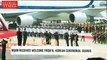 【Video】North Korean leader Kim Jong-un greets South Korean President Moon Jae-in with a welcome ceremony at Pyongyang Sunan International Airport. #interKoreans