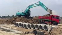 amazing construction equipment, construction excavator loading trucks in cambodia