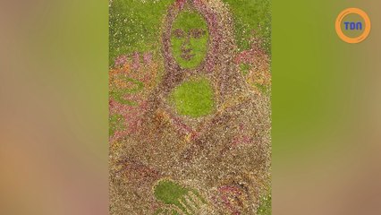 Reproduire la Joconde avec des feuilles mortes : Fait !