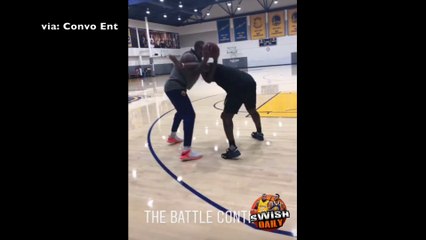 DeMarcus Cousins has already started training with the Warriors, destroys his friend in 1 on 1