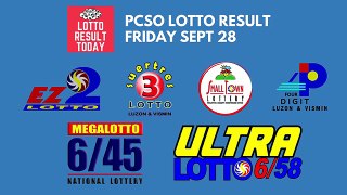 Lotto Result September 28 2018 (Friday) PCSO