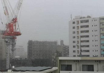 Crane Sways as Typhoon Trami Hits Okinawa