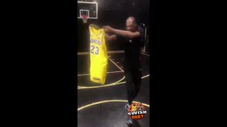 Snoop Dogg is so hyped after receiving LeBron's jersey that he starts dunking