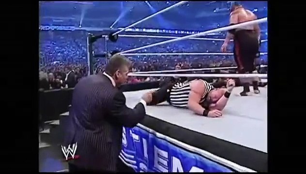 Donald Trump bodyslams, beats and shaves Vince McMahon at Wrestlemania XXIII