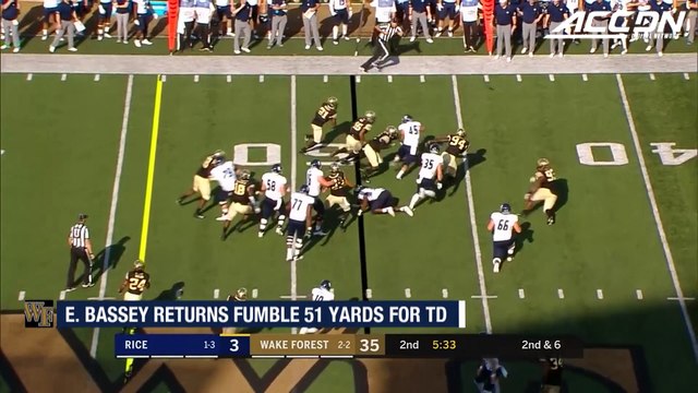 Wake Forest's Essang Bassey Scoops Up Fumble And Scores 51-Yard TD