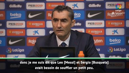 7e j. - Valverde : "Ma décision de faire reposer Messi"