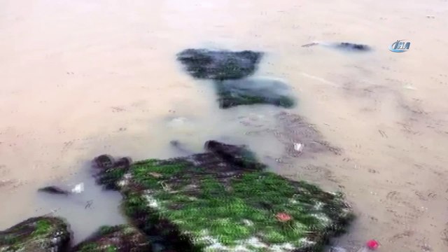 Boğaz yağmur sonrası çamura bulandı