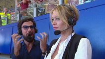 Roma-Lazio, la faccia di Anna Falchi in diretta tv al goal romanista - il video