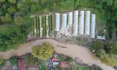 Beykoz'da selin etkisi havadan görüntülendi