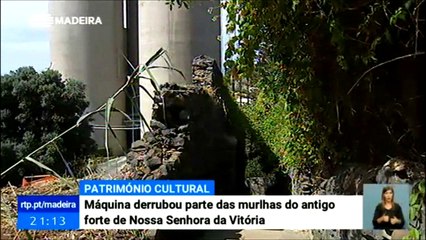 MÁQUINA DESTRUIU MURALHA DO ANTIGO FORTE N. S. da VITÓRIA na ilha da MADEIRA