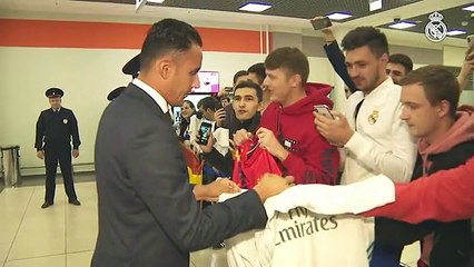Gran recibimiento al Real Madrid a su llegada a Moscú