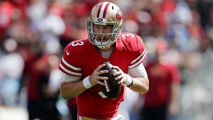 Beathard squeezes the ball between defenders for 2-yard TD to Kendrick Bourne