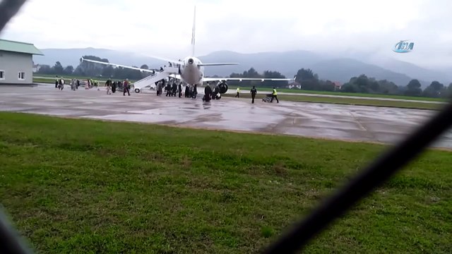 Zonguldak'ta uçak pistten çıktı