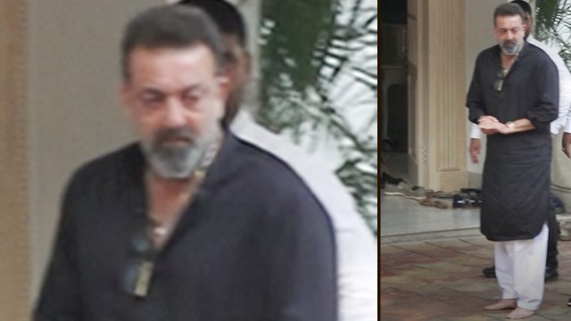 Sanjay Dutt reaches with Manyata Dutt in last journey of Krishna Raj Kapoor; Watch video |FilmiBeat