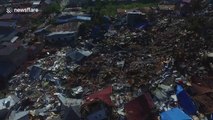 Drone footage shows devastation of earthquake and tsunami in Indonesia