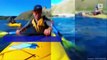 Foca golpea a un hombre en kayak con un pulpo