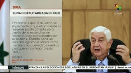 Afirma canciller sirio que ha iniciado acuerdo de distensión en Idlib
