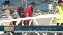 Arriba barco humanitario Aquarius a Malta con 58 migrantes