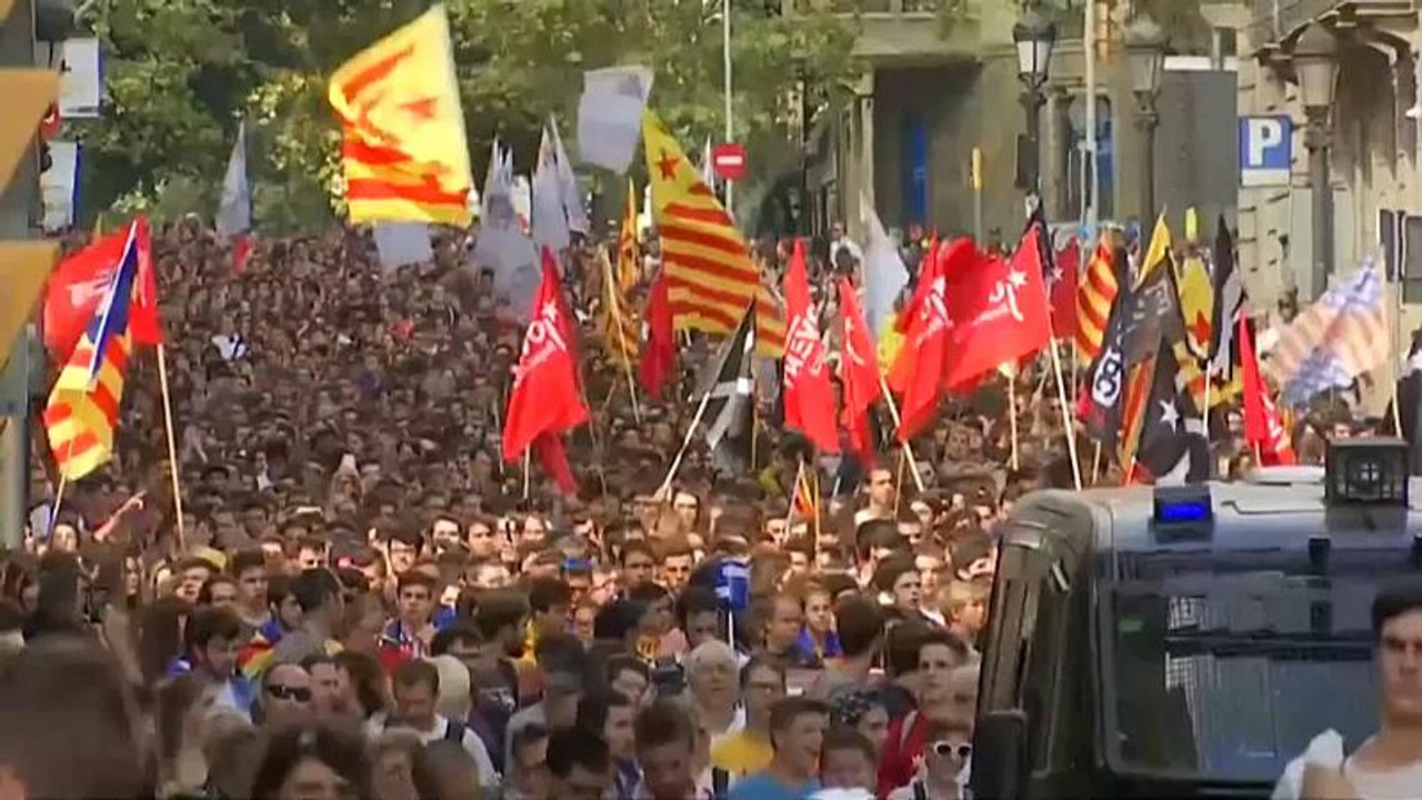 Jahrestag des Katalonien-Referendums - Proteste in Barcelona