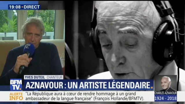 Une écriture incroyable, d'une telle richesse , se souvient Yves Duteil après la mort de Charles Aznavour