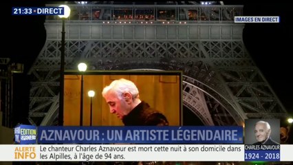 Au pied de la tour Eiffel, le premier hommage à Charles Aznavour