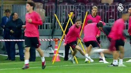 El Real Madrid terminando de preparar en el Luzhniki el choque contra el CSKA