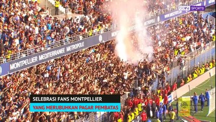 Selebrasi Fans Montpellier Yang Merobohkan Pagar Pembatas