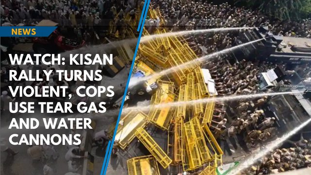 Watch: Kisan Rally turns violent, cops use tear gas and water cannons