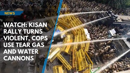 Watch: Kisan Rally turns violent, cops use tear gas and water cannons