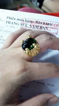 Nhẫn nam mạ vàng đá xanh lá 4 rồng trangsucbnn.com