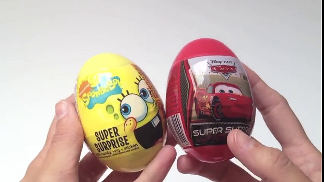 Tv cartoons movies 2019 2 SpongeBob and Cars 2 Kinder Surprise Eggs Unwrapping Toys